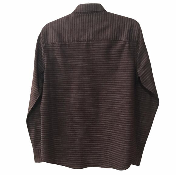 Signature Studio Wine Stripe Long Sleeve Button Down Shirt - Small - Picture 2 of 7